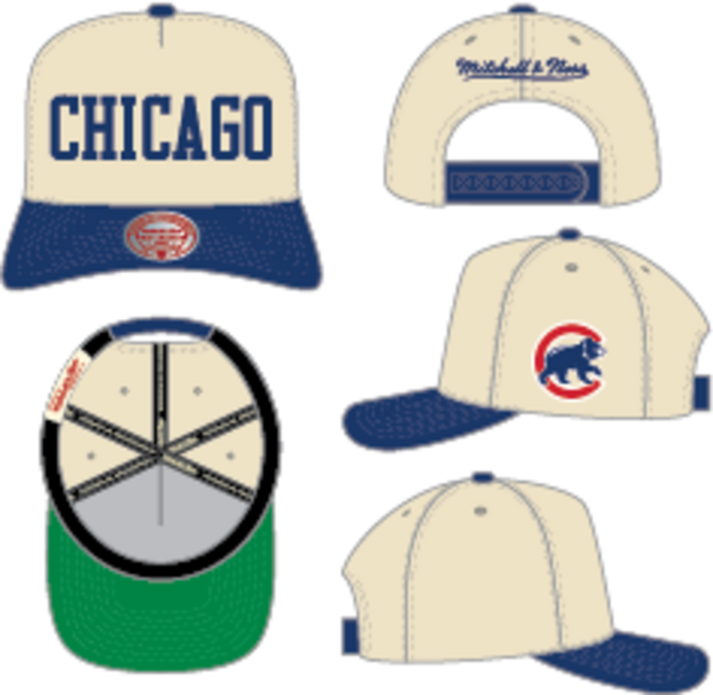 Mitchell & Ness Chicago Cubs Off White/Blue Love 1 Pro Pinch Snapback Hat