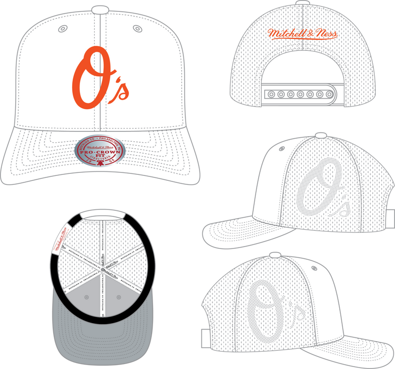 Mitchell & Ness Baltimore Orioles White Perfect Logo Pro Snapback Hat