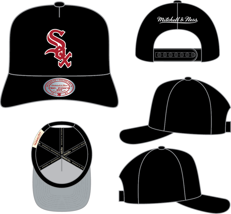 Chicago White Sox Mitchell & Ness Perfect Icon Pro Pinch Adjustable Hat - Black