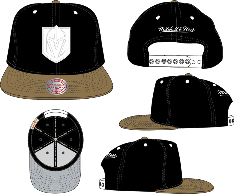 Mitchell & Ness Vegas Golden Knights Black Evergreen Crispy White Snapback Hat