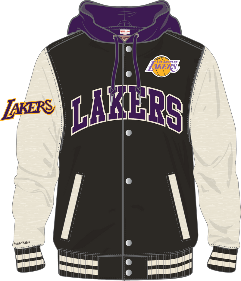 Mitchell & Ness Los Angeles Lakers Black Courtside Fleece Button Front Jacket