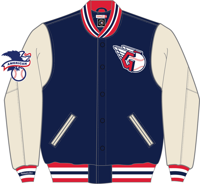 Mitchell & Ness Cleveland Guardians Navy Off Day Varsity Jacket