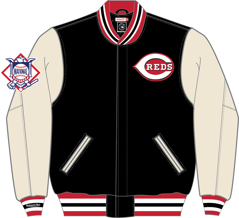 Mitchell & Ness Cincinnati Reds Black Off Day Varsity Jacket