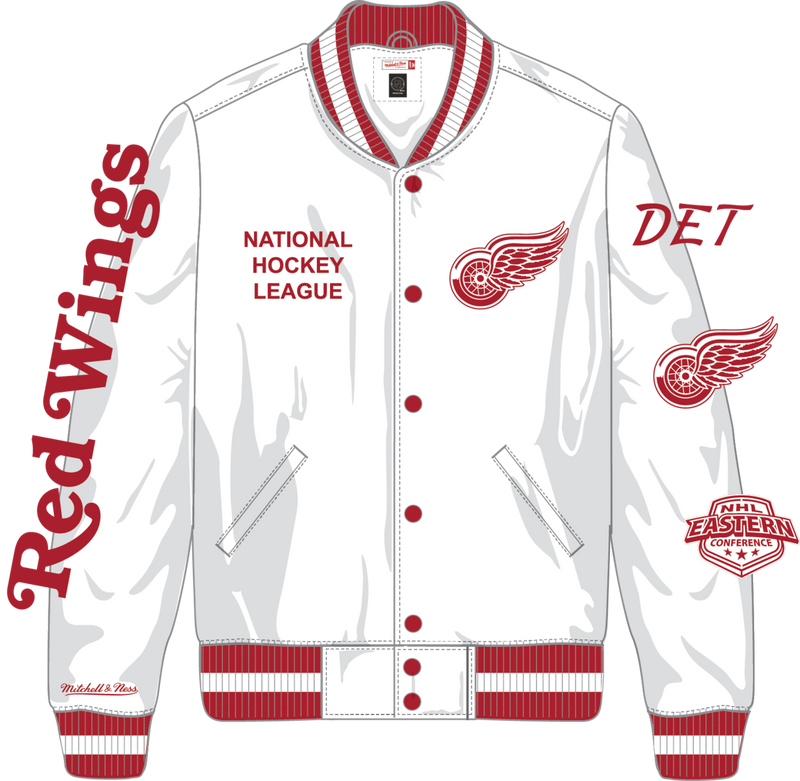 Mitchell & Ness Detroit Red Wings Arctic White Lightweight Satin Jacket