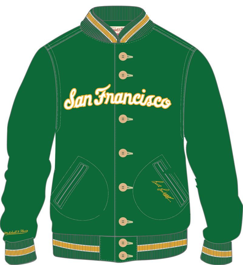 Mitchell & Ness University of San Francisco Bucks Green Satin Jacket