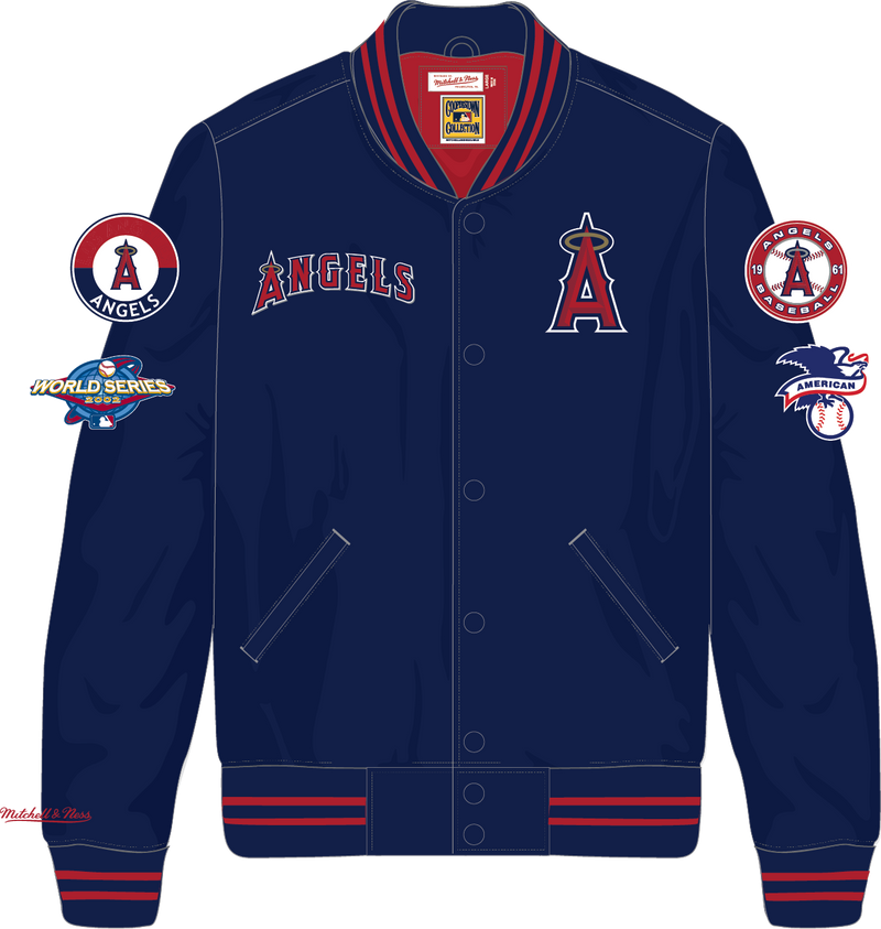 Mitchell & Ness Los Angeles Angels Navy Double Clutch Lightweight Satin Jacket