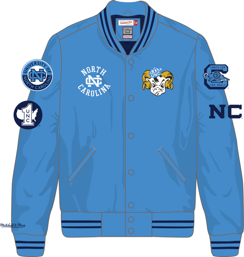 Mitchell & Ness North Carolina Tar Heels Light Blue Double Clutch Lightweight Satin Jacket