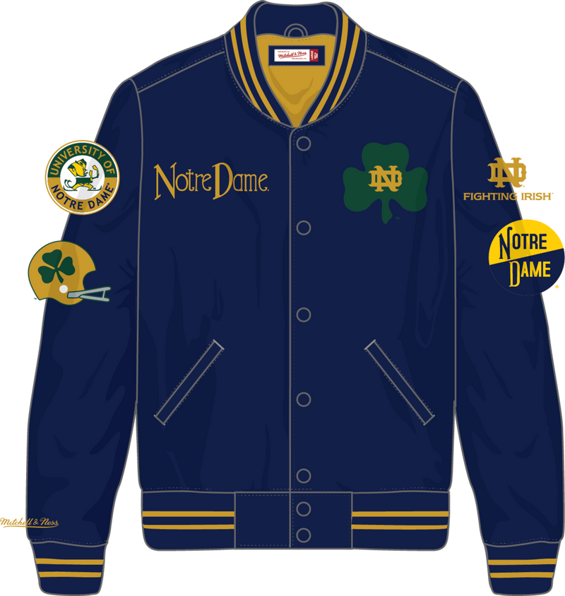 Mitchell & Ness Notre Dame Fighting Irish Navy Double Clutch Lightweight Satin Jacket