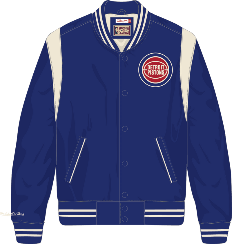 Mitchell & Ness Detroit Pistons Royal Retro Roots Lightweight Satin Jacket
