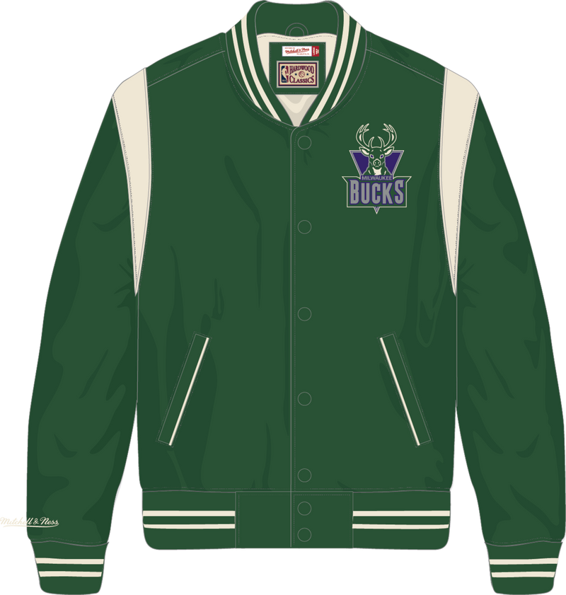 Mitchell & Ness Milwaukee Bucks Green Retro Roots Lightweight Satin Jacket