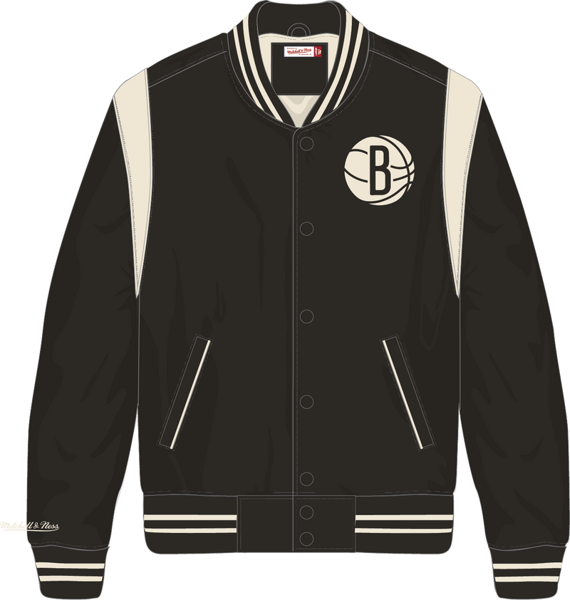 Mitchell & Ness Brooklyn Nets Black Retro Roots Lightweight Satin Jacket