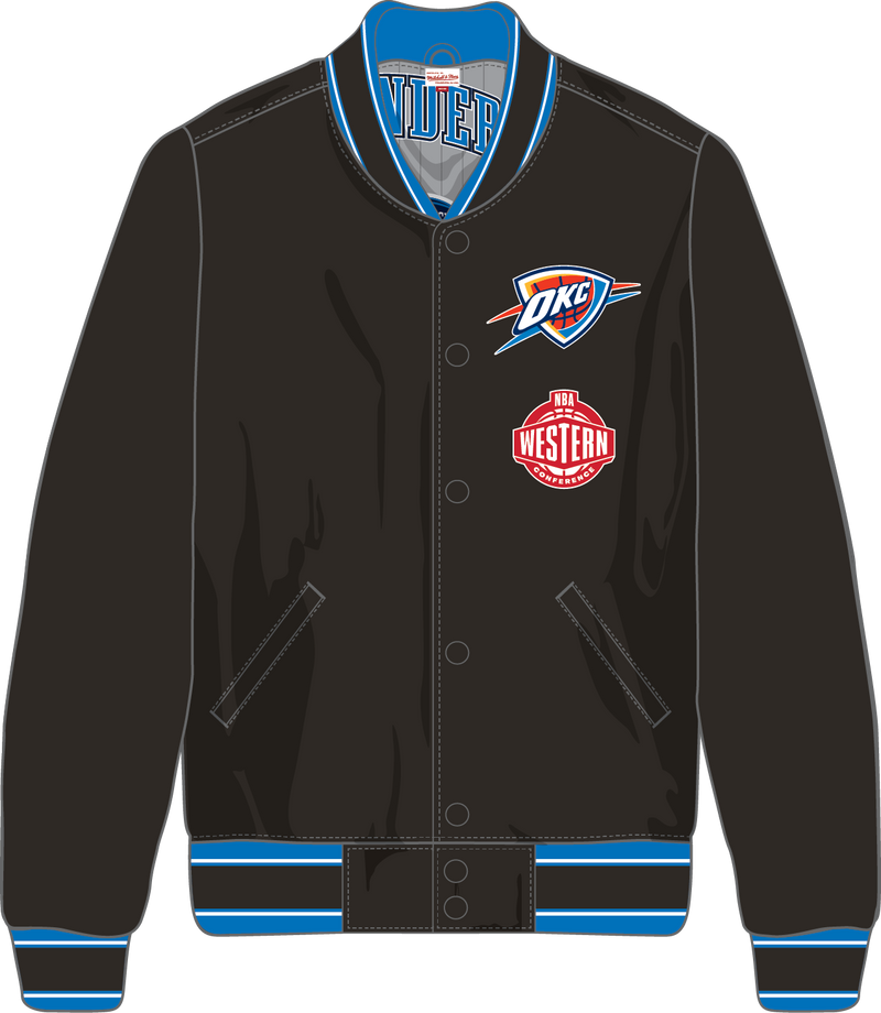 Mitchell & Ness Oklahoma City Thunder Black/Grey Too Maxxed Rally Satin Jacket