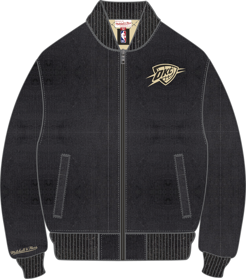 Mitchell & Ness Oklahoma City Thunder Black Cookies and Cream Bomber Jacket