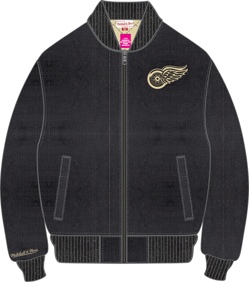 Mitchell & Ness Detroit Red Wings Black Cookies and Cream Bomber Jacket