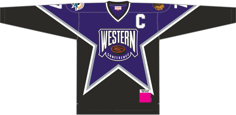 Mitchell & Ness Chris Chelios All-Star 1997 Purple/Black Replica Power Play Jersey
