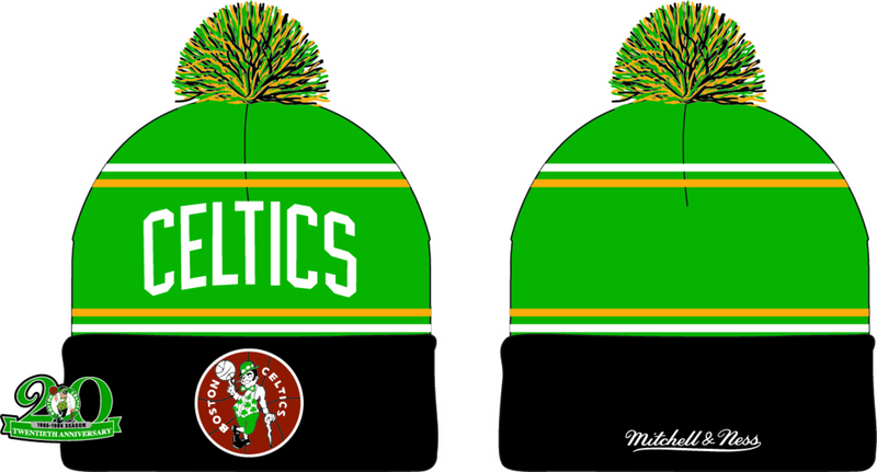 Mitchell & Ness Boston Celtics Green Hardwood Classics Patched Knit Hat