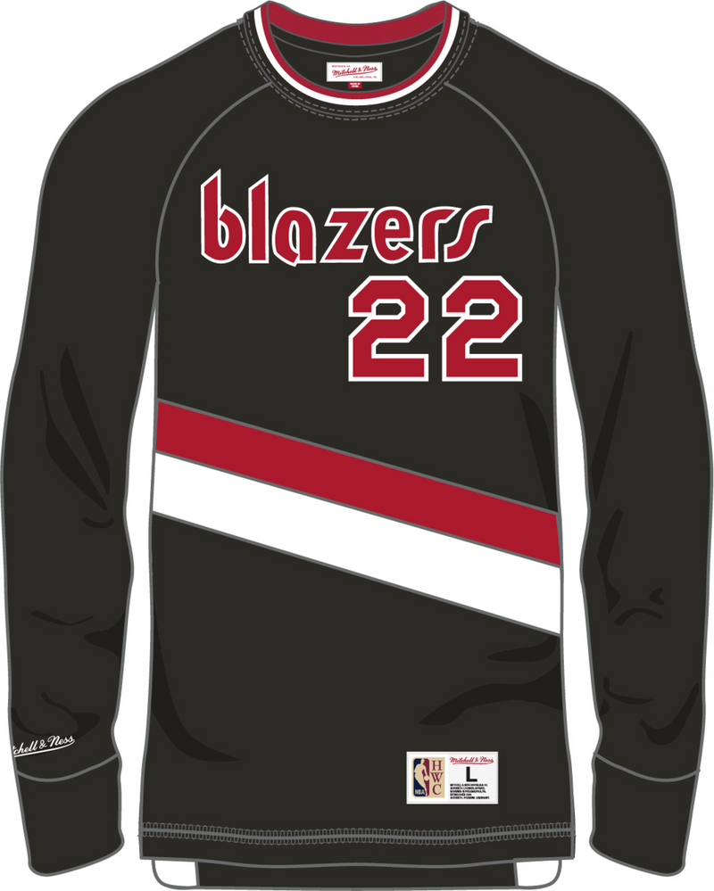 Mitchell & Ness Clyde Drexler Portland Trail Blazers Black N&N Long Sleeve