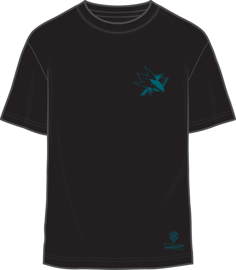 Mitchell & Ness San Jose Sharks Black Penalty Box 4.0 Arch T-Shirt