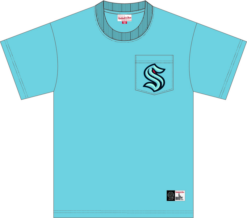 Mitchell & Ness Seattle Kraken Light Blue Premium Pocket T-Shirt