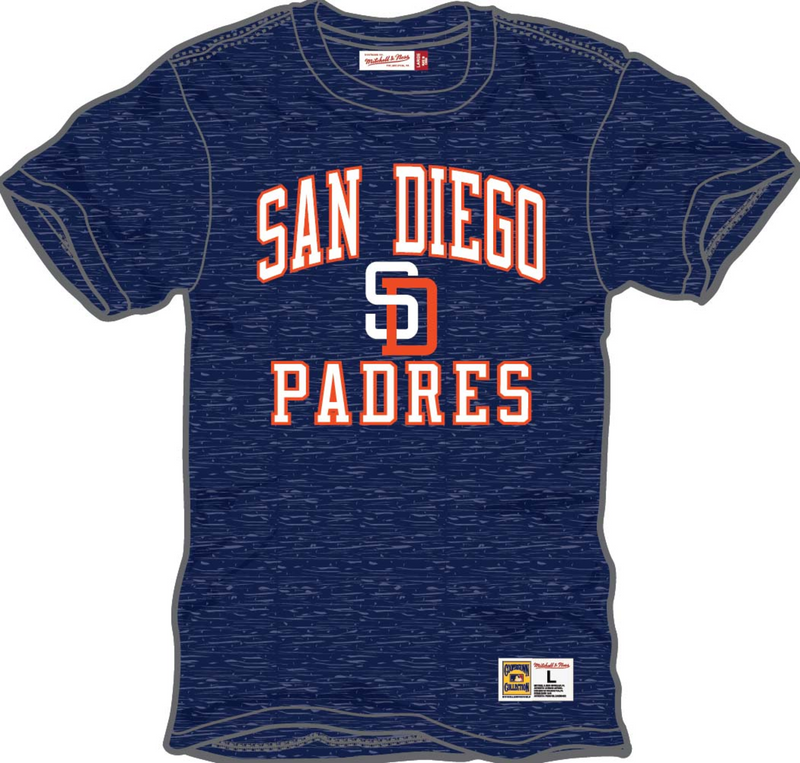 Mitchell & Ness San Diego Padres Navy Vintage Logo Legendary Slub T-Shirt