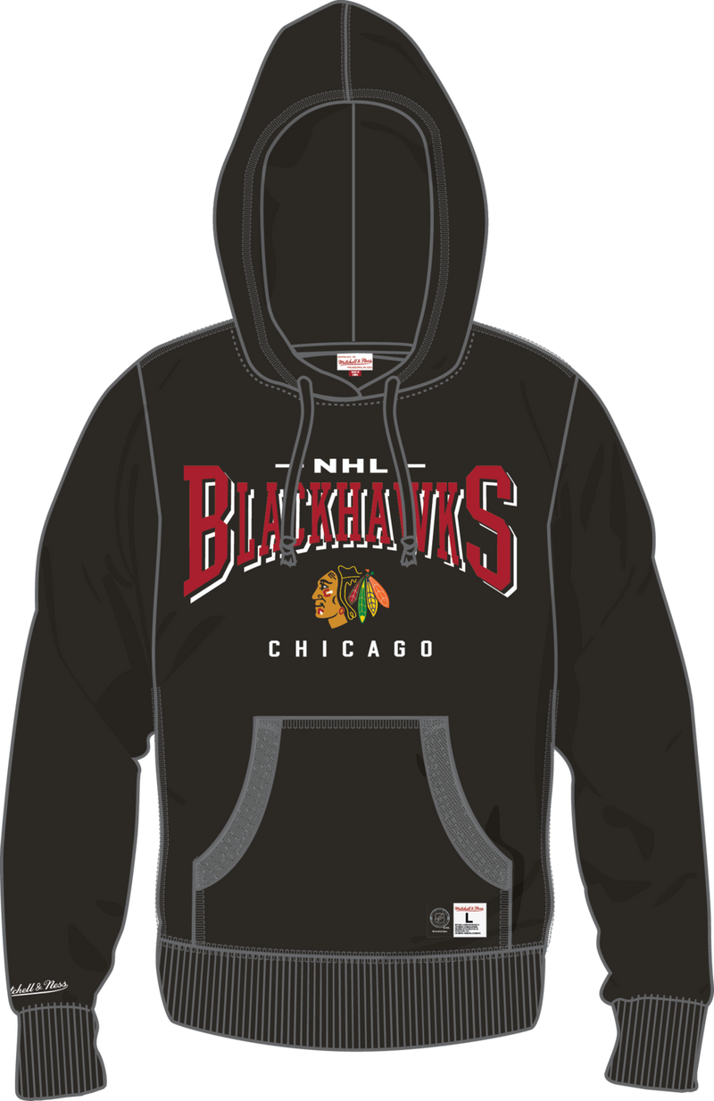 Mitchell & Ness Chicago Blackhawks Black Current Logo Opportunity Buy Fleece Hoodie