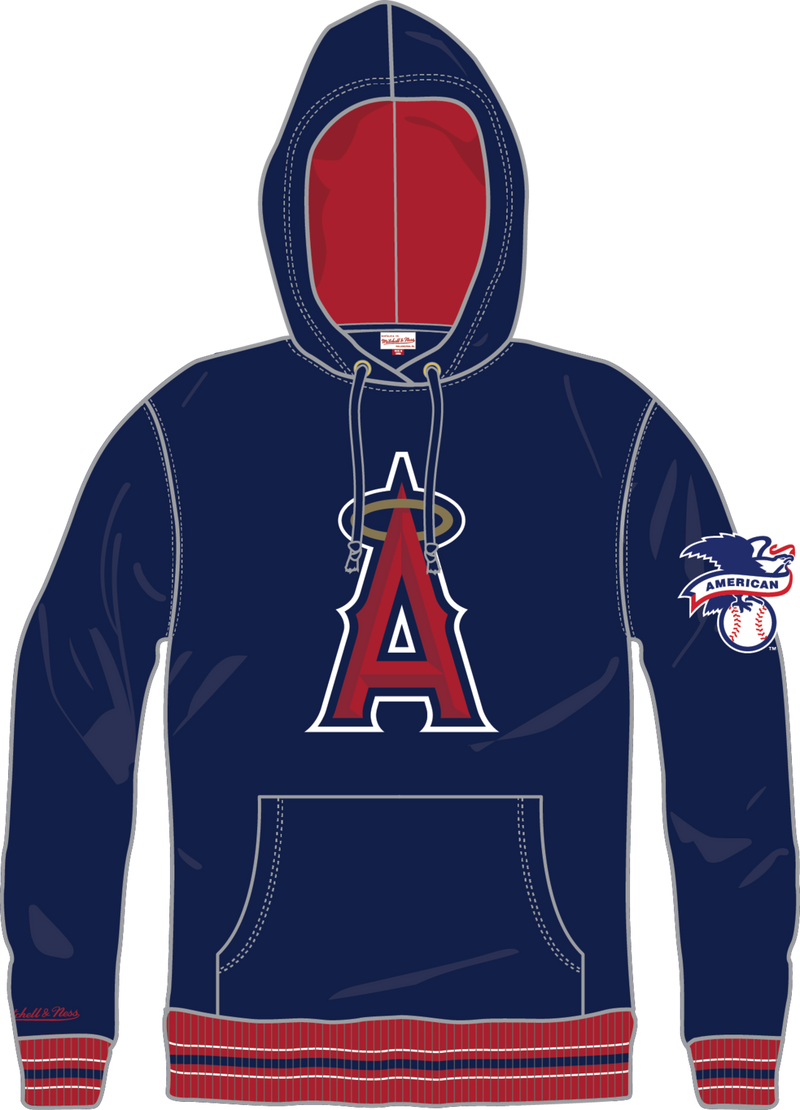 Mitchell & Ness Los Angeles Angels Navy Playoff Win Lightweight Fleece Hoodie