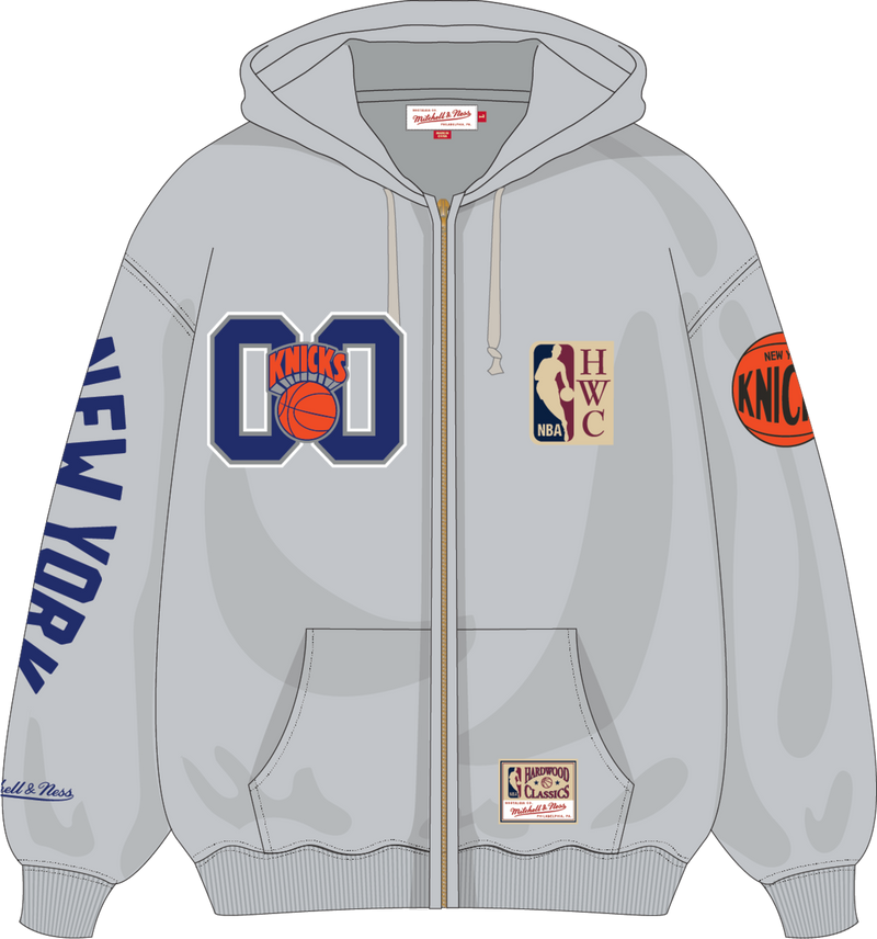Mitchell & Ness New York Knicks Grey Too Maxxed Full Zip Hoodie