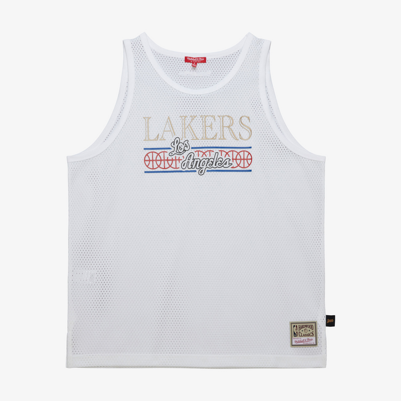 Mitchell & Ness Women's Los Angeles Lakers White Dune Royal Mesh Tank