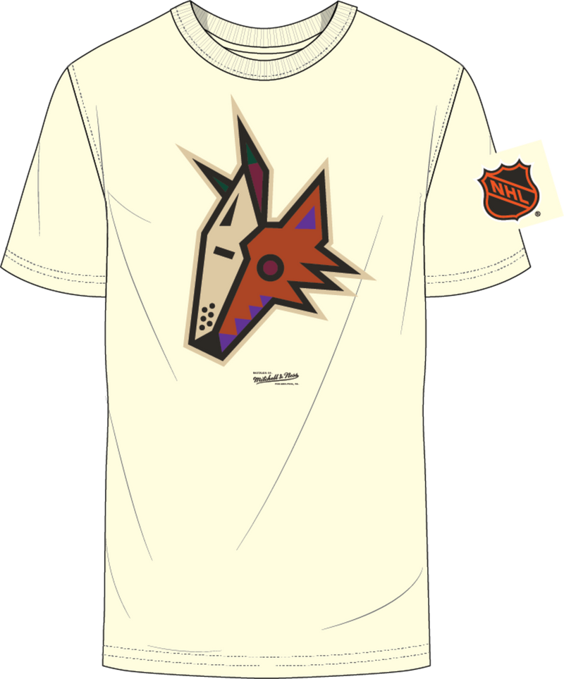 Mitchell & Ness Arizona Coyotes Cream Vintage Logo T-Shirt