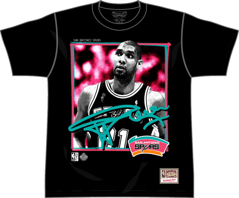 Mitchell & Ness Tim Duncan San Antonio Spurs Black Freeze Frame Player T-Shirt