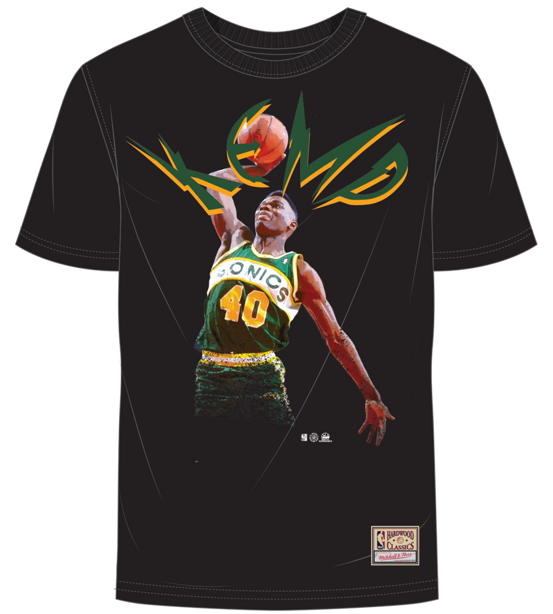 Mitchell & Ness Shawn Kemp Seattle Supersonics Black Blaze T-Shirt