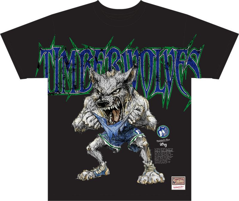 Mitchell & Ness Minnesota Timberwolves Black x Lrg Wild Art T-Shirt