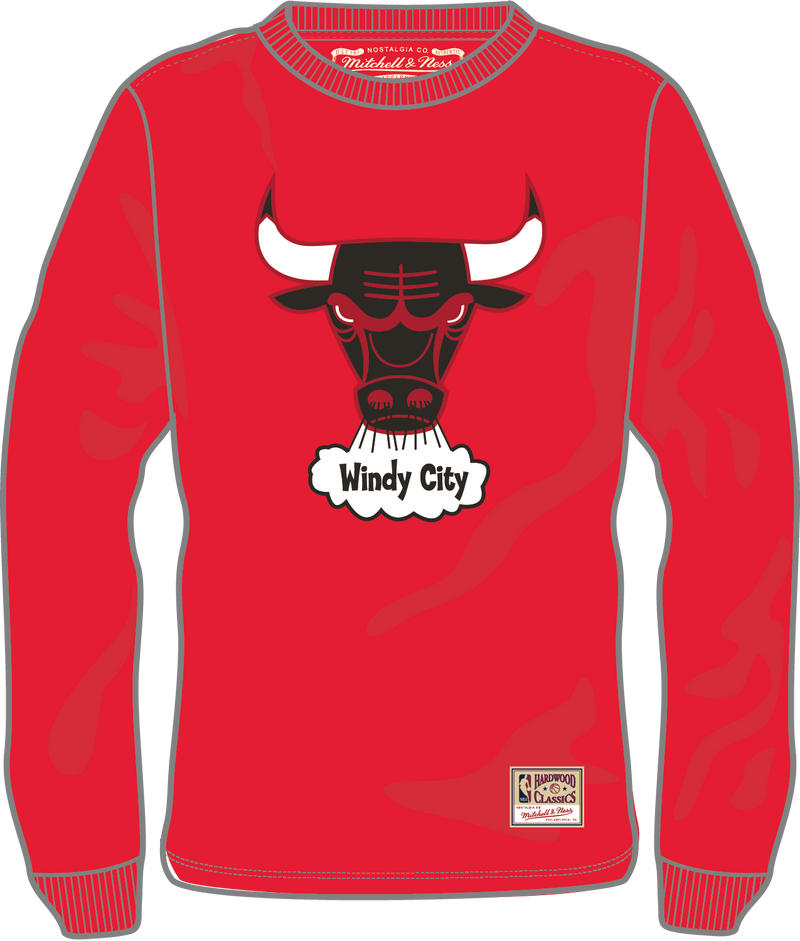 Mitchell & Ness Chicago Bulls Red Classic Logo Long Sleeve T-Shirt