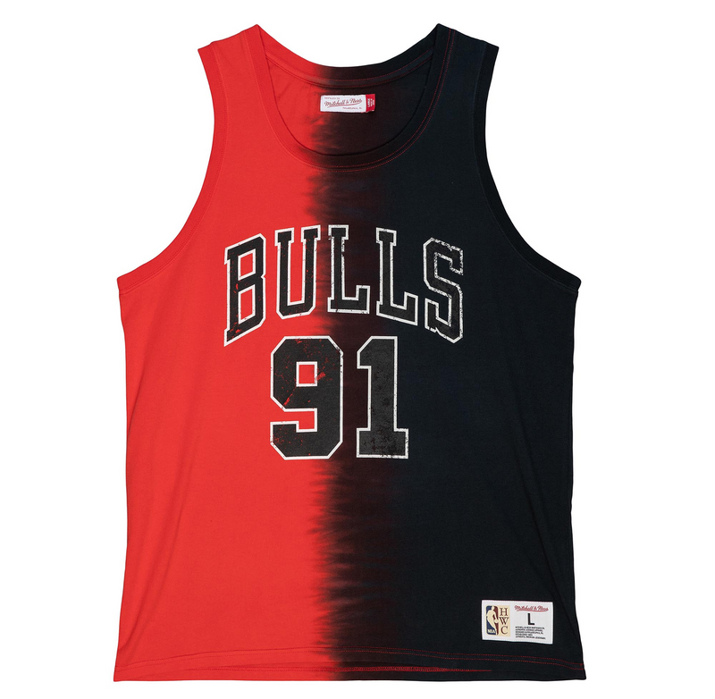 Mitchell & Ness Dennis Rodman Chicago Bulls Black/Red Tie Dye Cotton N&n Tank