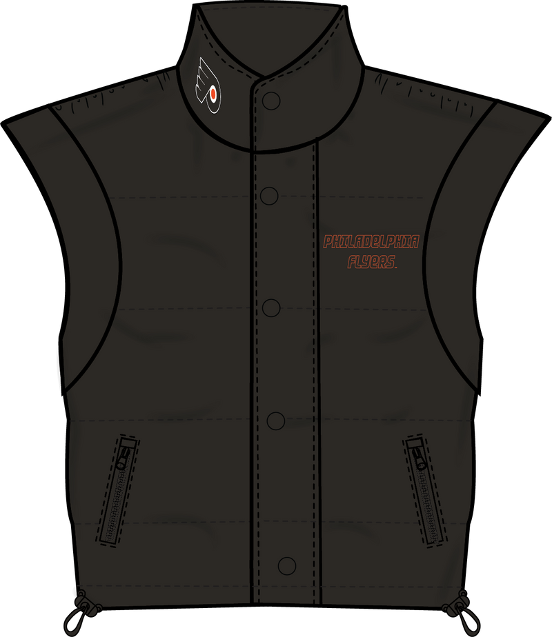Mitchell & Ness Women's Philadelphia Flyers Black Crop Puffer Vest