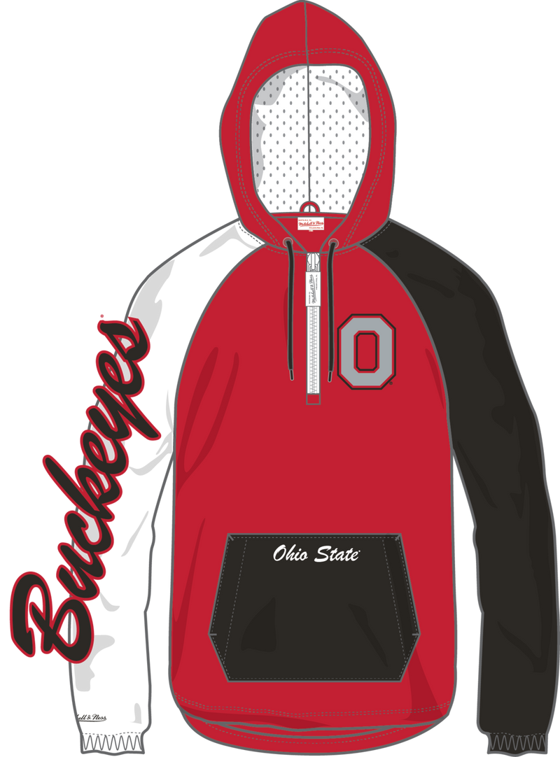 Mitchell & Ness Ohio State Buckeyes Red Playoff Win Quarter-Zip Zip Anorak Jacket