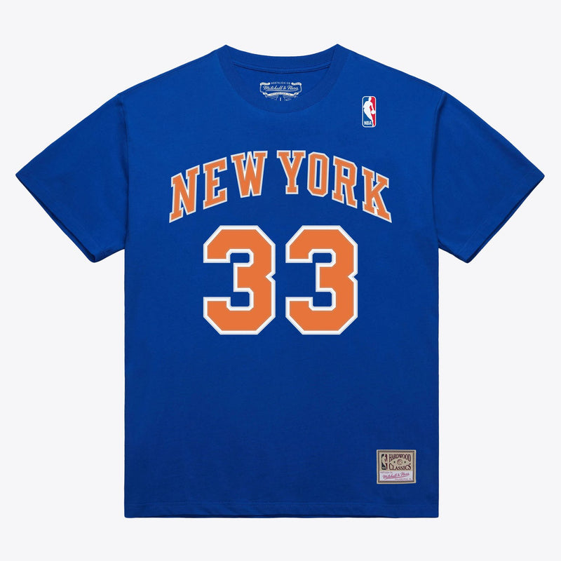 Mitchell & Ness Patrick Ewing New York Knicks Blue Name & Number T-Shirt