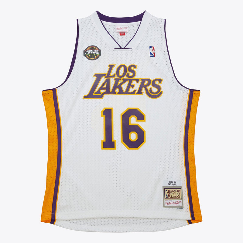 Mitchell & Ness Pau Gasol Los Angeles Lakers 2008-09 White Noche Latina Swingman Jersey
