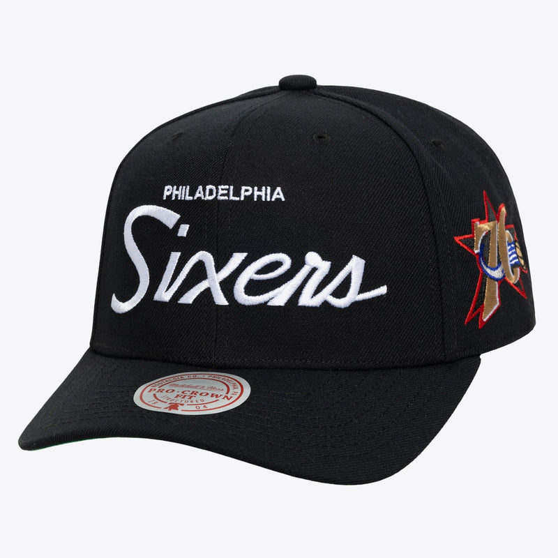 Mitchell & Ness Philadelphia 76ers Black Hardwood Classics Head Coach Pro Crown Snapback Hat