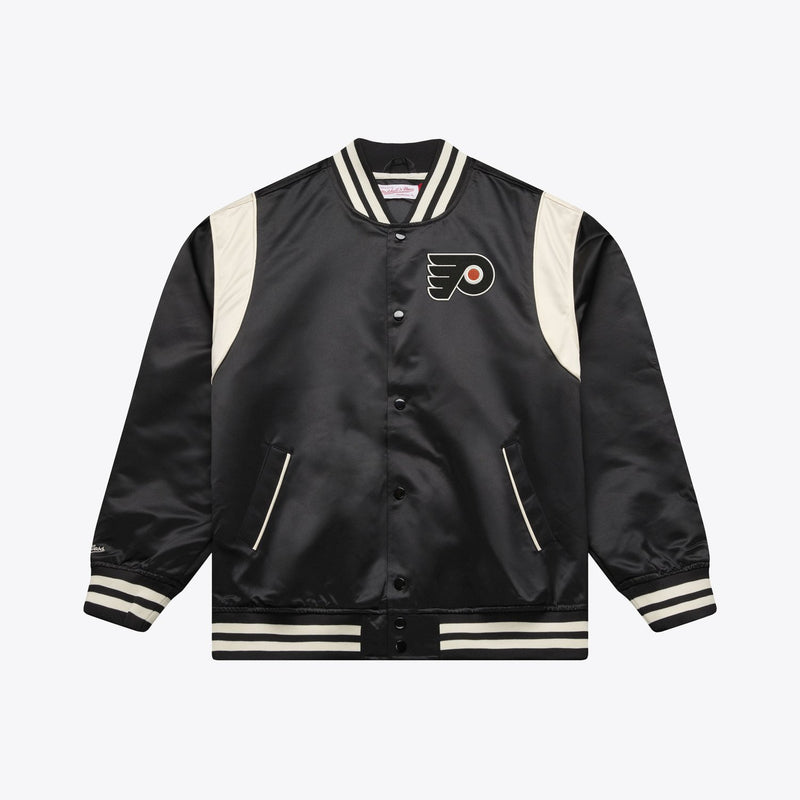 Mitchell & Ness Philadelphia Flyers Black Retro Roots Lightweight Satin Full-Snap Jacket