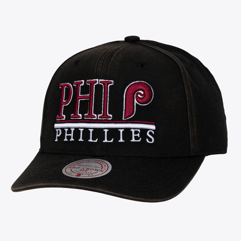 Mitchell & Ness Philadelphia Phillies Black Cooperstown Trumble Pro Crown Snapback Hat