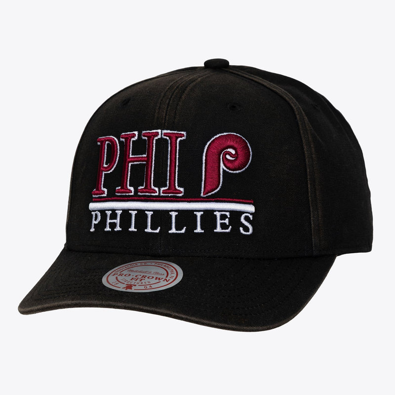 Mitchell & Ness Philadelphia Phillies Black Cooperstown Trumble Pro Crown Snapback Hat