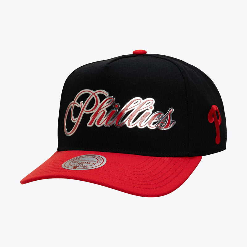 Mitchell & Ness Philadelphia Phillies Black Legacy Made Chrome Pro Pinch Snapback Hat
