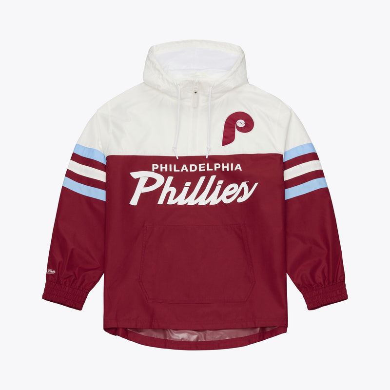 Mitchell & Ness Philadelphia Phillies Burgundy Head Coach Lightweight Anorak Quarter-Zip Windbreaker
