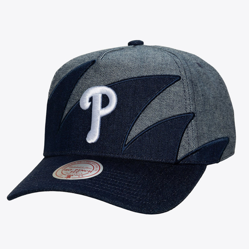 Mitchell & Ness Philadelphia Phillies Navy Sharktooth Pro Pinch Snapback