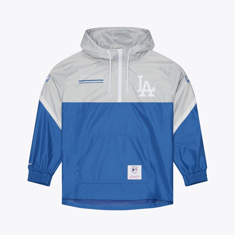 Mitchell & Ness Los Angeles Dodgers Gray/Royal Triple Check Premium Quarter-Zip Windbreaker