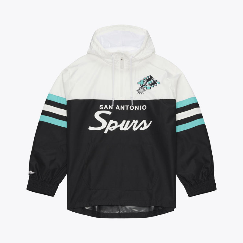 Mitchell & Ness San Antonio Spurs Black Head Coach Lightweight Anorak Quarter-Zip Windbreaker