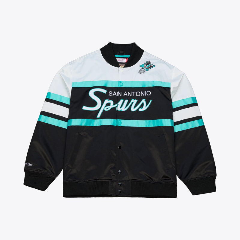 Mitchell & Ness San Antonio Spurs Black Head Coach Lightweight Satin Full-Snap Jacket