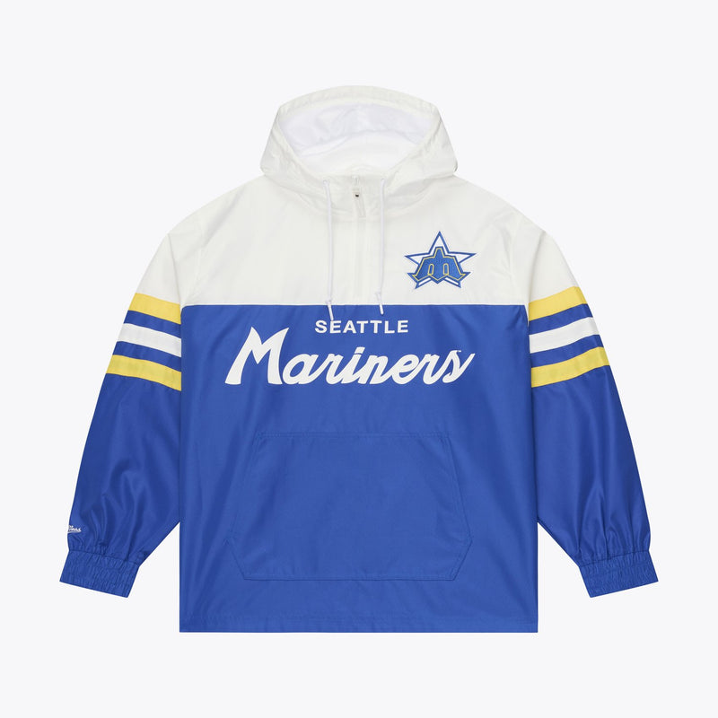 Mitchell & Ness Seattle Mariners Royal Head Coach Lightweight Anorak Quarter-Zip Windbreaker