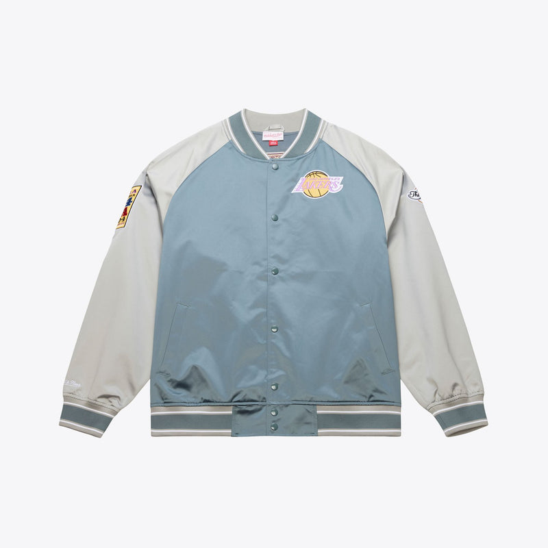 Mitchell & Ness Los Angeles Lakers Gray/Silver Thunderstorm Lightweight Satin Full-Snap Jacket